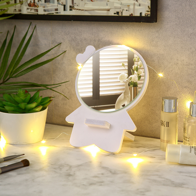 Mobile Phone Rack Makeup Mirror Carry-on Dorm Room Student Princess Cute Teenage Girl Hearts Desktop Mirror Ins Little Mini