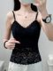 Sexy hollow lace camisole women's 2025 spring and summer new style inner bottoming shirt with breast pads women's trendy tops