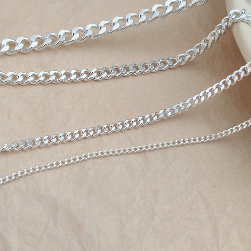 Серебряная цепь, браслет, ожерелье, аксессуары, серебро 925 пробы, европейский стиль