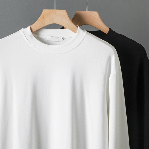 Весенний лонгслив с круглым воротником, в американском стиле, тренд сезона, оверсайз