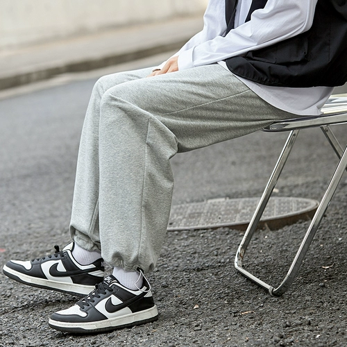 Японские трикотажные штаны для отдыха, свободный прямой крой, на шнурках