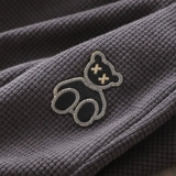 Спортивные осенние небольшие штаны, утепленные повседневные брюки, в американском стиле, с медвежатами, с вышивкой