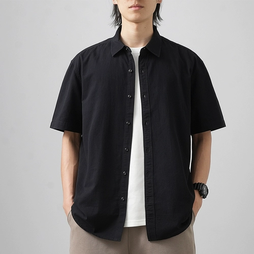 Хлопковая летняя ретро белая рубашка, премиум класс, в американском стиле