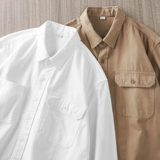 Хлопковая демисезонная рубашка, белая куртка для отдыха, в американском стиле, оверсайз