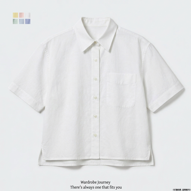 Travel Diary ~ Women's Oxford Fabric Boxy Striped Shirt Short-Sleeved Shirt Loose New Style 484850 484849 Travel Diary ~ Women's Oxford Fabric Boxy Striped Shirt Short-Sleeved Shirt Loose New Style 484850 484849