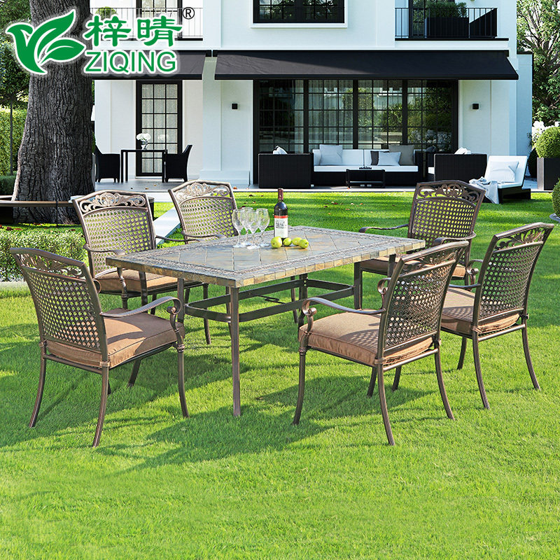 Ziqing Outdoor Desk and Chair Garden Casting Aluminum Balcony Cottage Outdoor Villa Leisure Table and Chair Five-piece Set