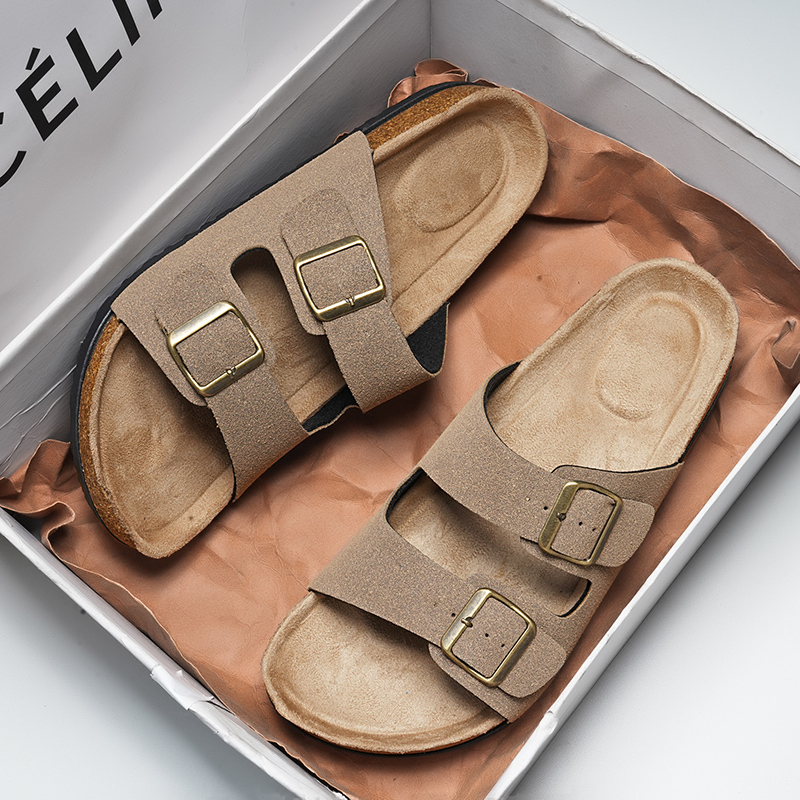 Large Size Birkenstock Shoes for Outdoor Wear, Men's Size 45, Suede Cork Birkenstock Sandals, Men's Size 46, Non-Slip Thick-Soled Casual Couple Style
