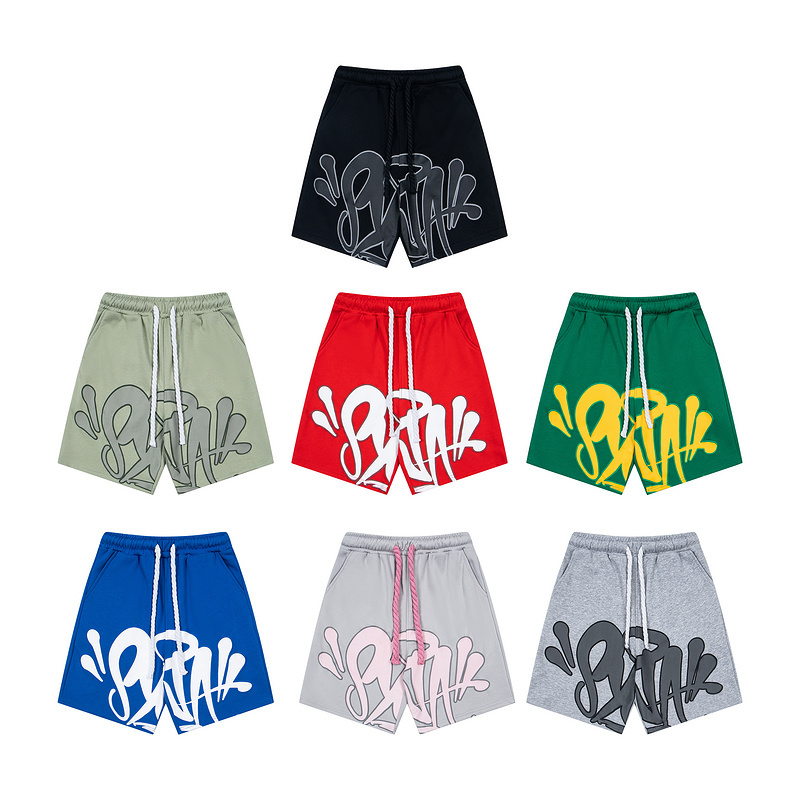 Synaworld Shorts American High Street Fashion Brand Summer Sports and Leisure Foam Printed Pure Cotton Five-Point Shorts
