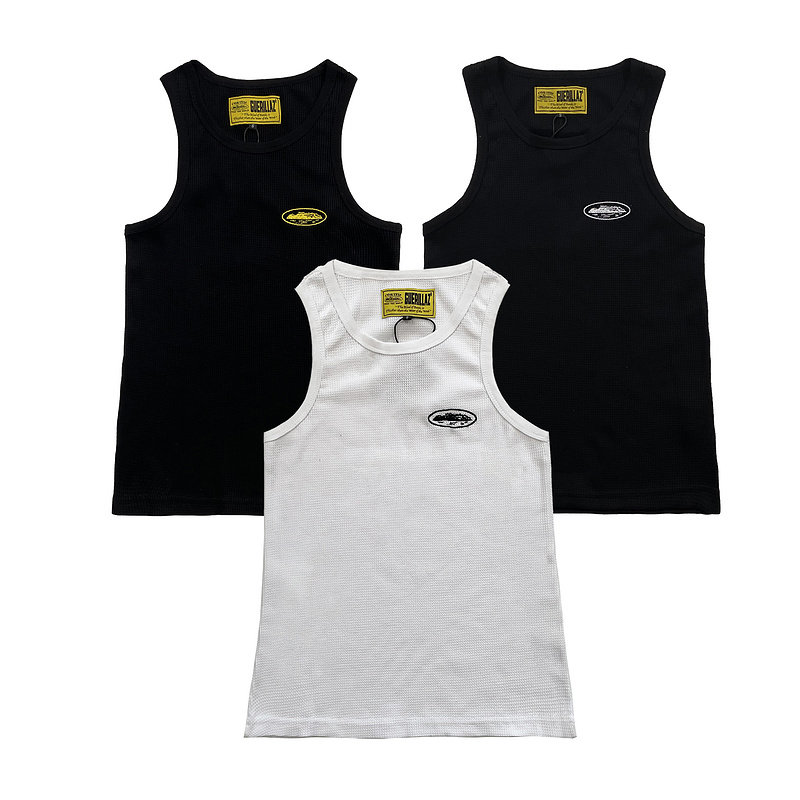 corteiz vest American Trend High Street Summer Sports Casual Embroidered logo Tight training sleeveless vest sweatshirt