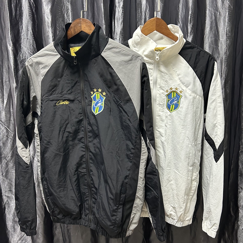Corteiz American Trendy Retro Color-Blocking Design Badge Logo Embroidery Spring and Autumn Sports Casual Zipper Jacket Corteiz American Trendy Retro Color-Blocking Design Badge Logo Embroidery Spring and Autumn Sports Casual Zipper Jacket