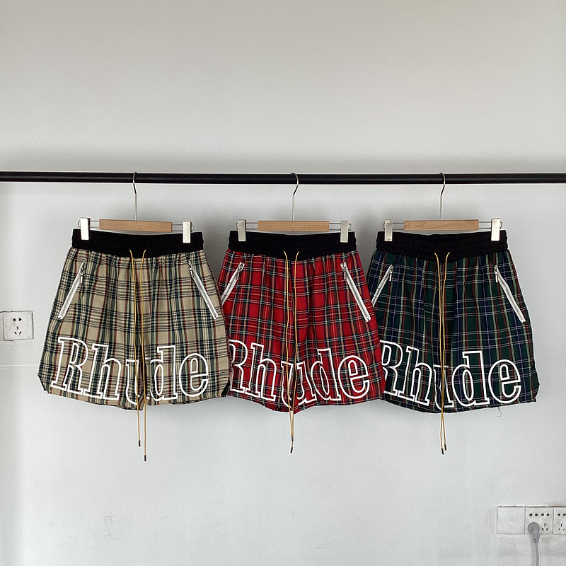 European and American Niche Trendy Brand Rhude Sports Casual Basketball Beach Unisex Loose Woven Plaid Shorts Fog