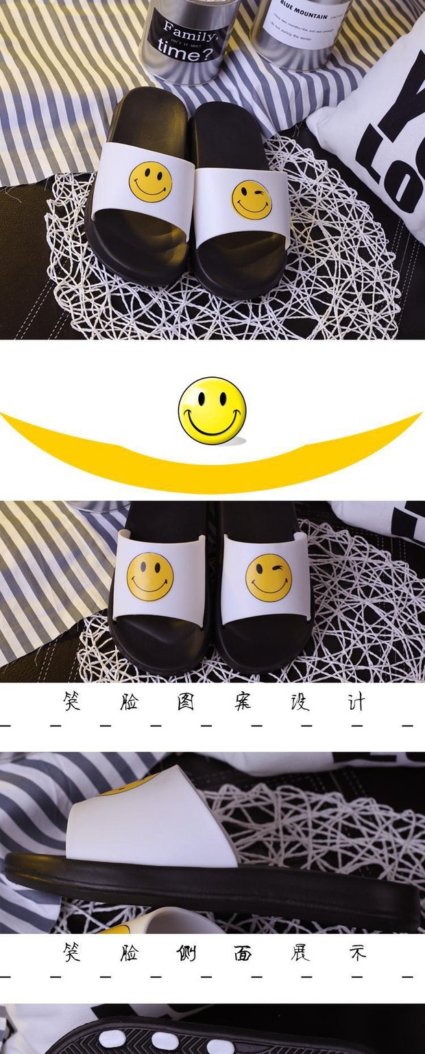 Dép có đế dày có nụ cười thời trang nữ mùa hè phẳng phiu với học sinh Hàn Quốc cao gót trong nhà hoạt hình từ dép mát dép cao gót