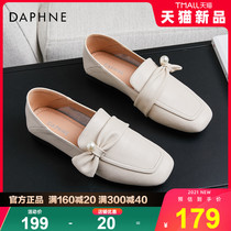 Daphne genuine leather women shoes 2022 spring new Lefoe shoes female Inn wind small leather shoes one foot pedal sloth shoe summer