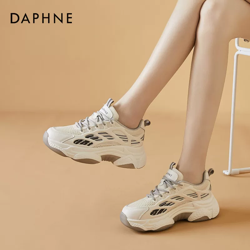 Женские кроссовки Daphne Dad's Shoes 2023 весна и осень, новая genuine кожа, универсальные, сетчатые дышащие, спортивные трендовые обувь для маленьких стоп