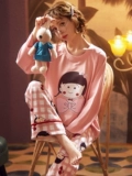 Хлопковая пижама, хлопковый демисезонный комплект, коллекция 2023, длинный рукав, большой размер, осенняя