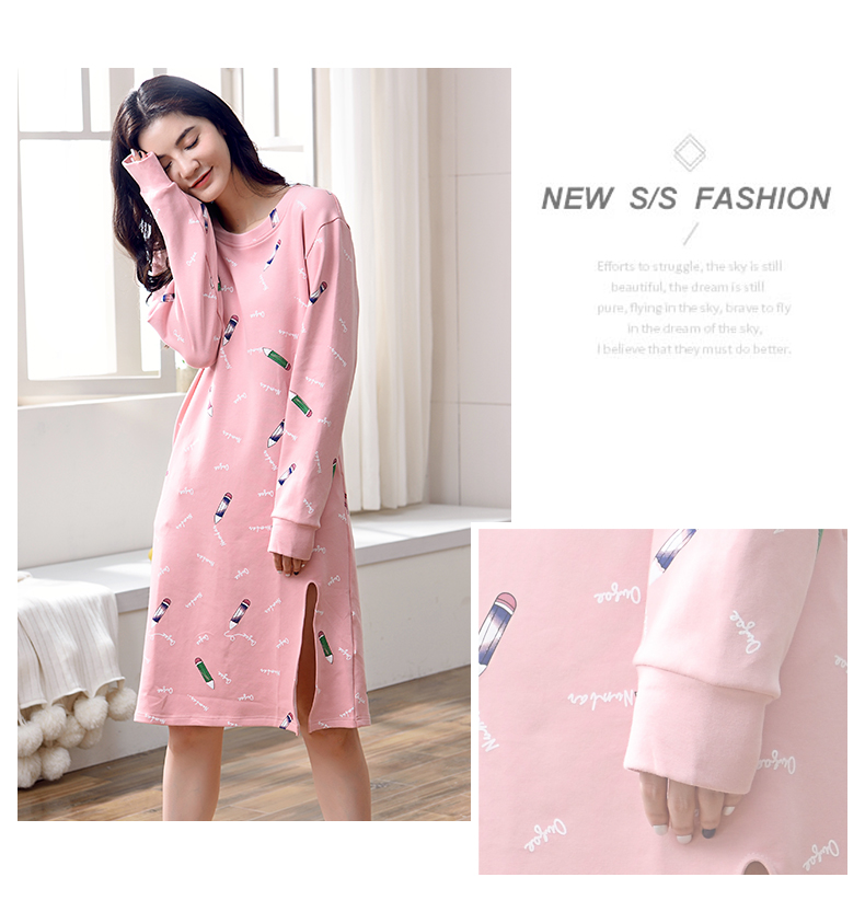 Đẹp mơ mộng áo dài tay cotton nữ mùa xuân và mùa thu mỏng phần dài Hàn Quốc dễ thương công chúa bông mùa thu đồ ngủ xuyên thấu