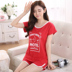 Bộ đồ ngủ mùa hè dành cho nữ Bộ đồ ngắn tay ngắn hai mảnh Hàn Quốc Cô gái tươi trẻ mùa hè Bộ đồ cotton mỏng có thể mặc những kiểu đồ bộ de thương Bên ngoài ăn mặc