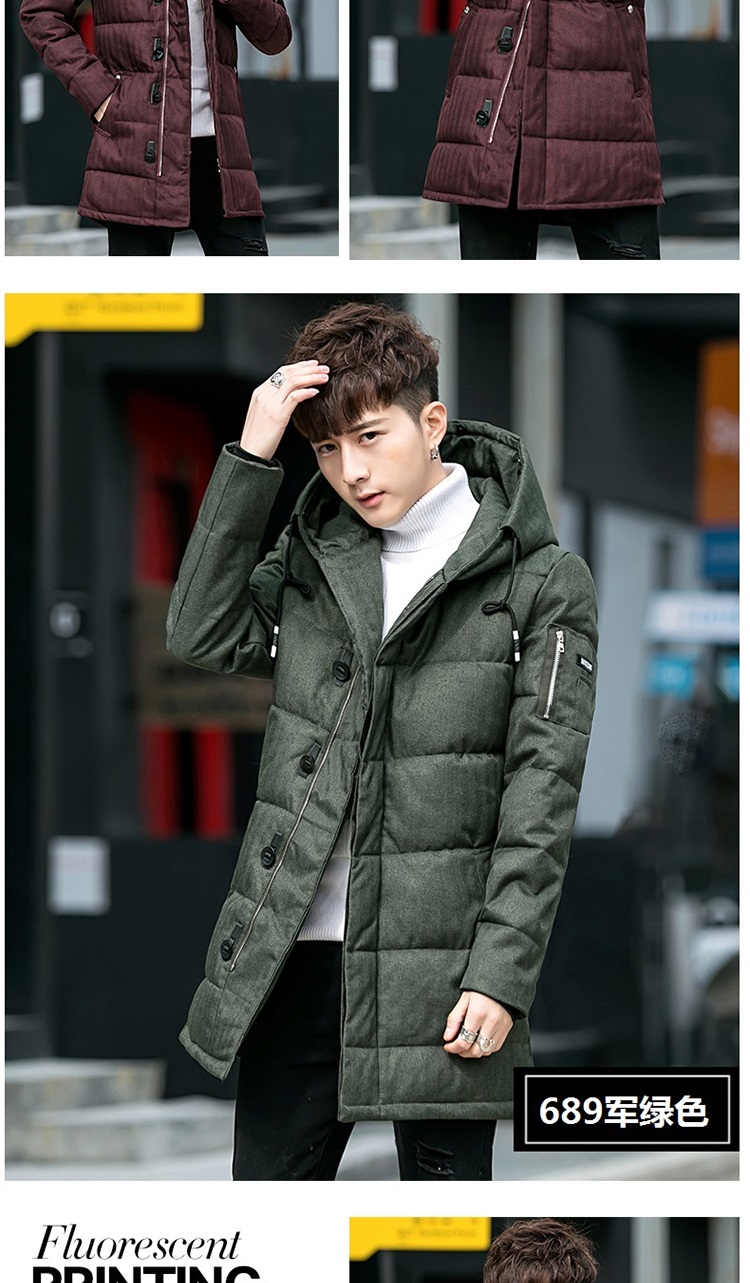 Mid-length cotton coat nam áo khoác dày 2017 mới mùa đông bông áo khoác xu hướng trên quần áo Hàn Quốc phiên bản của xuống áo khoác