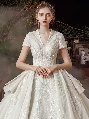 French main wedding dress 202021 new little bride temperament tailing high end court style niche design