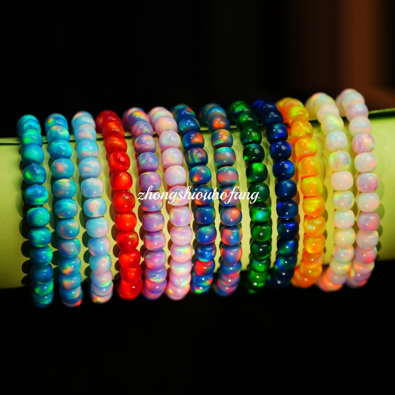 7×6mm Aurora Series Artificial Opal Old-Style Single Circle Bracelet, Stackable, Unisex, Versatile Single Circle Bracelet 7×6mm Aurora Series Artificial Opal Old-Style Single Circle Bracelet, Stackable, Unisex, Versatile Single Circle Bracelet