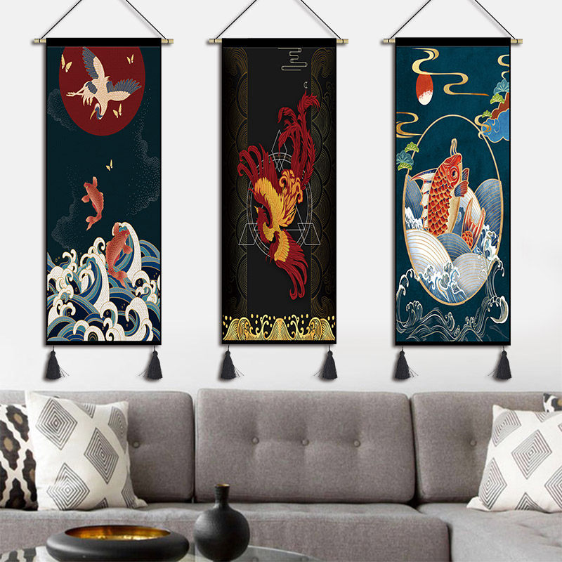 Guo Tian Tapestry Tea Building Decorated Drawing Room Living Room Hanging Japanese-style Homestay Block Clothes