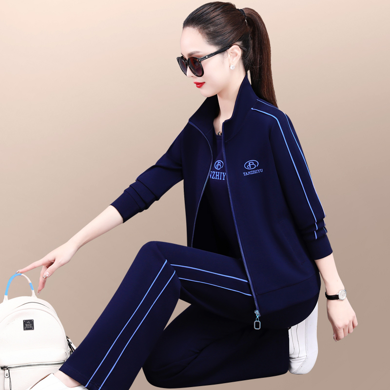 Sportswear Suit for Women, Spring and Autumn 2026 New Style, Loose, Fashionable and Stylish, Outdoor Running Casual Wear Three-Piece Set for Mothers