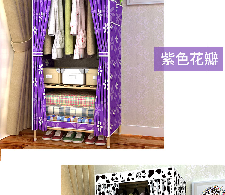 Độc thân đơn giản tủ quần áo rắn tấm gỗ lắp ráp nhỏ đơn giản hostel ngân sách hiện đại Oxford vải tủ quần áo tủ quần áo - Buồng tủ gỗ