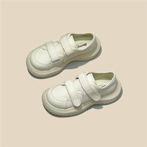 Black new push - up big shoes female genuine thick - solid black magic slip shoes female hundred bread shoes