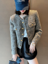 Dark green snowflake Tweed Gold buckle small fragrant jacket classic box four-pocket short soft autumn