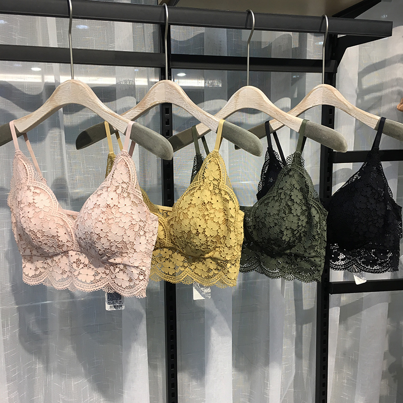 European Standing Style Advanced Lace Underwear Harness Fixed Cups Thin section No steel ring Sexy lace Breasted Bra-Taobao