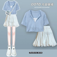 Белая мини-юбка, летний комплект, длинная юбка, платье, 2023, популярно в интернете