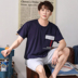 Bộ đồ ngủ Mens Summer bông Shorts Thin bông Mens Casual Summer Thêm Mã Home Mang Set. 