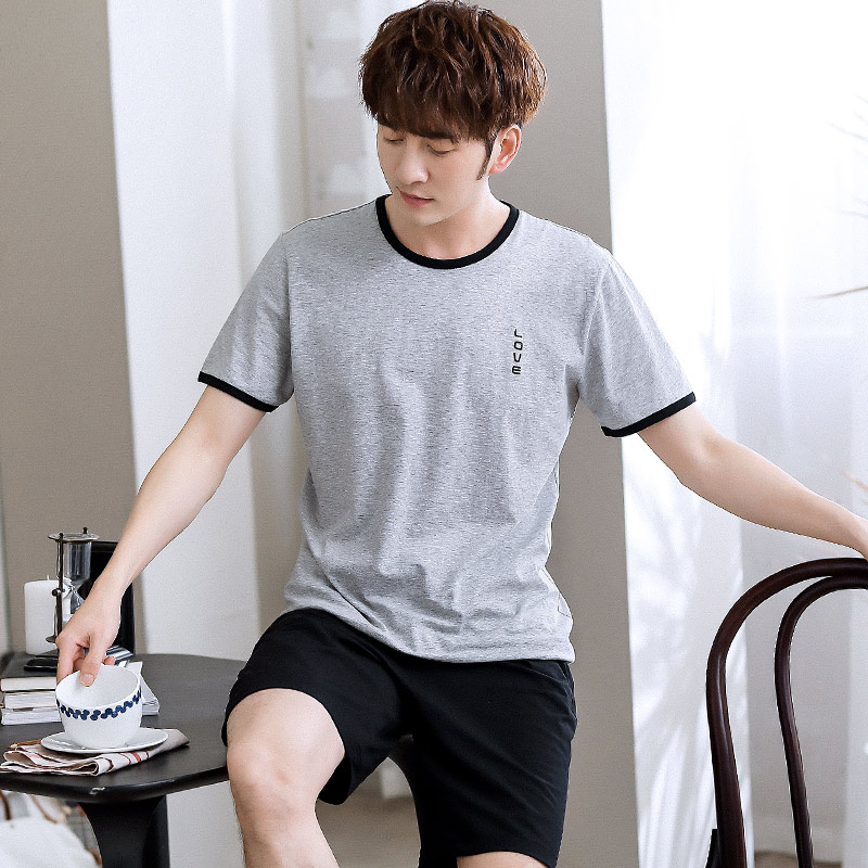 Mens đồ ngủ mùa hè cotton mens ngắn tay mỏng mens mùa hè bông kích thước lớn có thể mặc bộ quần áo về nhà.