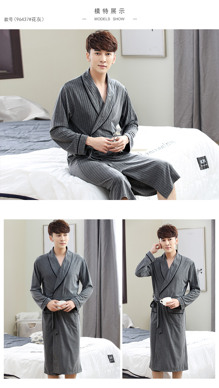 Áo ngủ nam mùa xuân và mùa thu dài tay modal cotton áo choàng tắm đồ ngủ trung niên nam mỏng phần mùa hè áo tắm kích thước lớn pijama dài tay