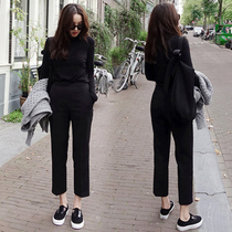 South Korea 2021 Spring and Autumn New Straight Pants Womens ankle-length pants Pipe Pants Korean casual pants high waist slim suit pants