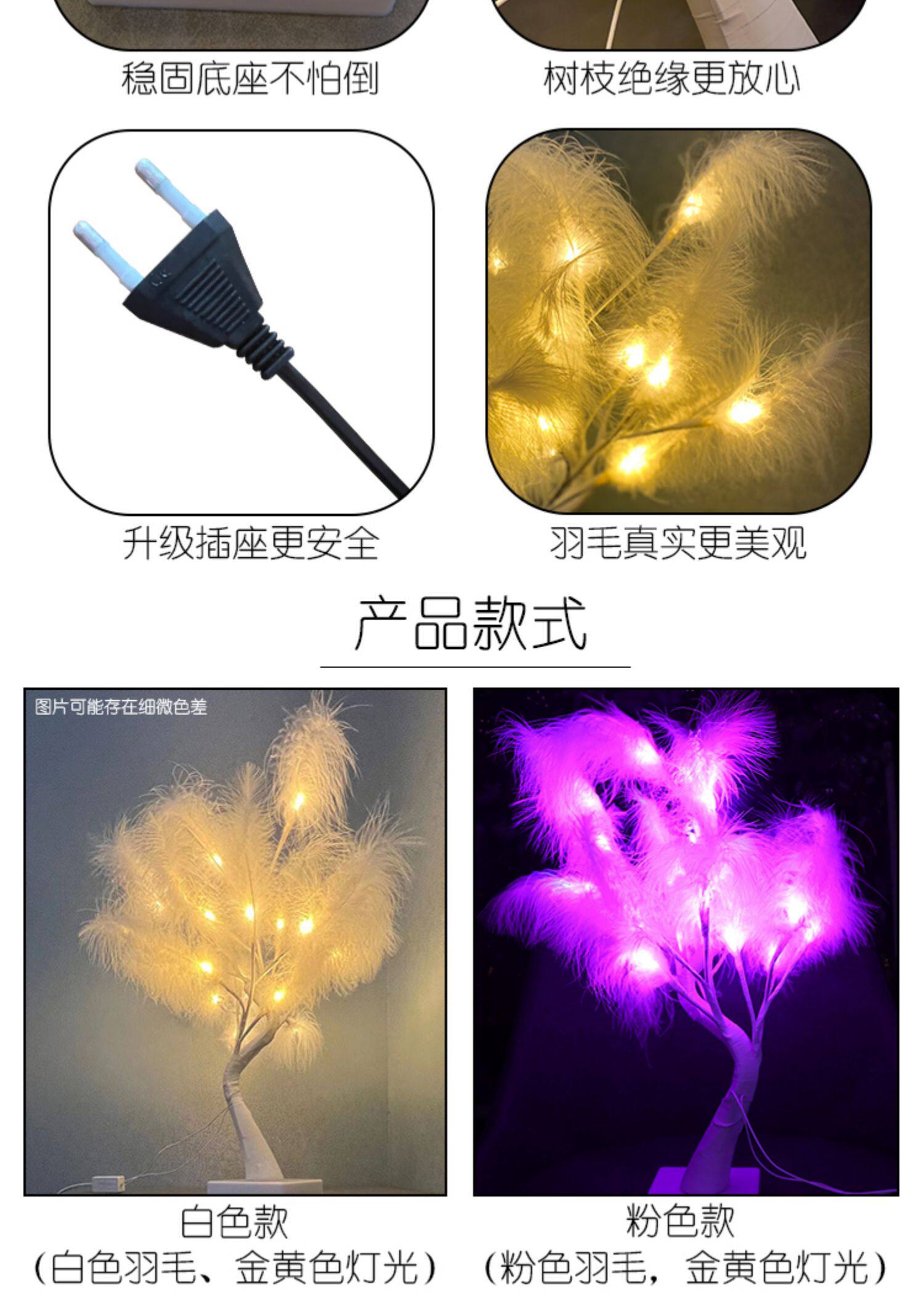 法式复古氛围感台灯羽毛灯落地灯床头卧室客厅玄关led背景装饰灯详情2