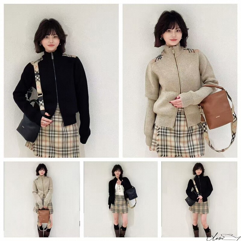 Burberry New Style Plaid Color-Block Knitted Cardigan for Women and Men Sweater Jacket