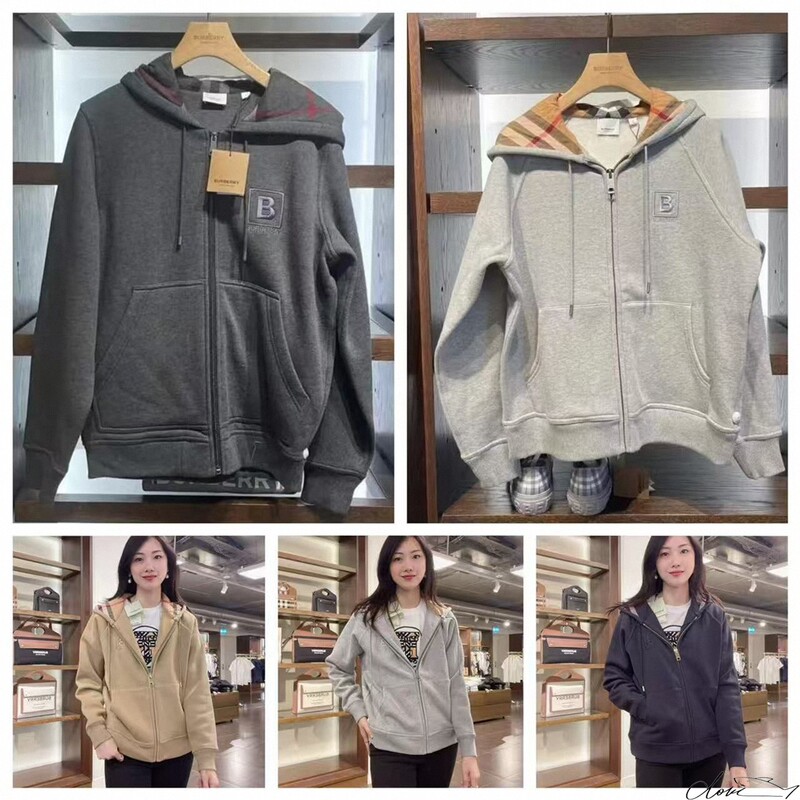 Burberry/Burberry New Model Embroidered Letter Logo Sweatshirt Jacket for Women and Men