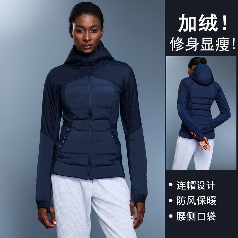 Rbrw down Jacket for Women, Autumn and Winter, Windproof, Warm, Spliced, Slimming, Sports Jacket, Outerwear, Hooded Fitness Top Rbrw down Jacket for Women, Autumn and Winter, Windproof, Warm, Spliced, Slimming, Sports Jacket, Outerwear, Hooded Fitness Top