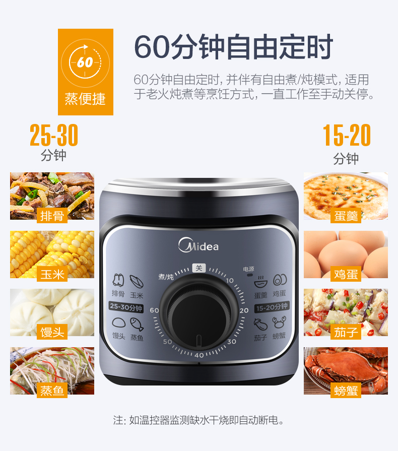 美的多功能电蒸锅 三层 10L 图8