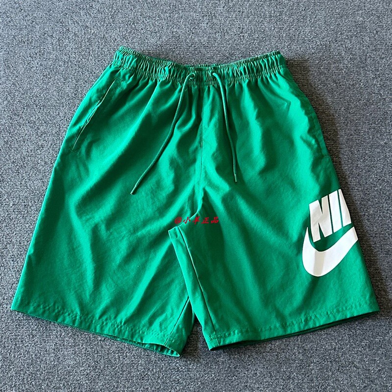 Nike Men's Summer Green and White Large Logo Sports Loose Casual Breathable Five-Point Shorts Fn3304-365