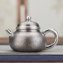 Silver Pot Sterling Silver 999 Tea Pot Retro Hammer Pattern Home Foot Silver Teapot Silver Pot Handmade One Teapot