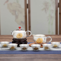 Silver pot 999 sterling silver tea making Yunnan handmade kettle peony silver teapot kung fu tea set household