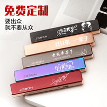 Zhongbang usb charging lighter personalized lettering windproof ultra-thin metal electronic cigarette lighter for men and women gifts