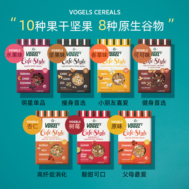 新西兰进口 Vogel's 沃格尔 水果坚果燕麦片 400g 双重优惠折后￥19包邮包税 5款可选