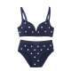 Clearance HENNYRUE polka dot underwear ຂອງແມ່ຍິງສາມຫຼ່ຽມ cup no rims ເຕົ້ານົມຂະຫນາດນ້ອຍ push-up bra back buckle bra swimsuit