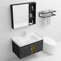 Modern simple bathroom set light luxury bathroom cabinet combination washbasin cabinet toilet wash table integrated sink