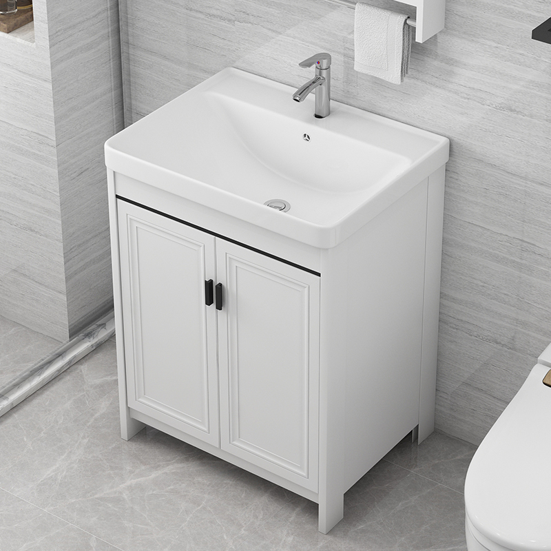 Floor-Standing Washbasin, Small Apartment Bathroom Cabinet Set, Ceramic Integrated Washbasin, Balcony Bathroom Sink