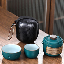  Travel tea set Ceramic small express cup One pot two cups Car portable Kung Fu tea set Outdoor tea maker