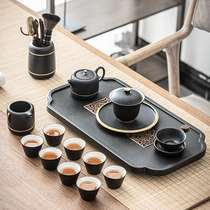 Household simple kung fu tea set rectangular Wujin Stone tea tray large capacity water storage type dry bubble plate Tea Sea